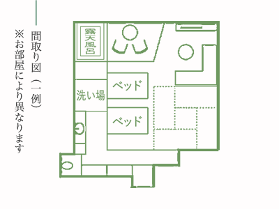 「雲のね」和洋室 間取り図（一例）※お部屋により異なります